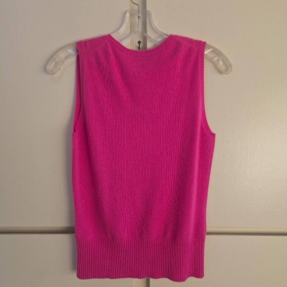 Pure Collection Hot Pink 100% Cashmere Knitted Tank,Scoop Neck, Pre-Owned, Sz. 4 - Picture 7 of 7
